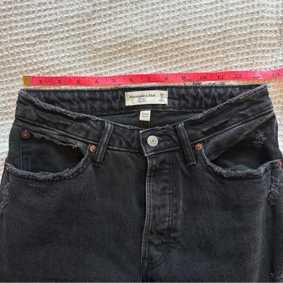 Abercrombie & Fitch womens The Dad high rise curve love jeans black size 2 / 26 - Picture 3 of 7